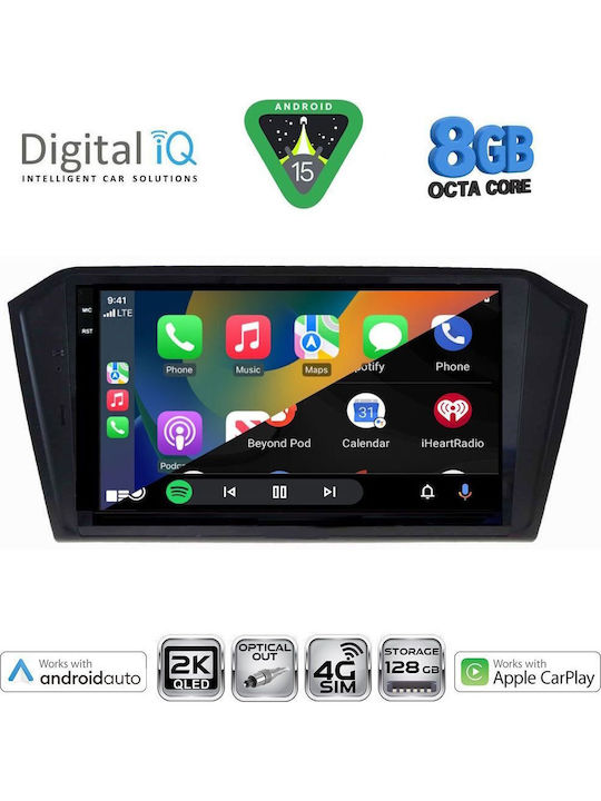 Digital IQ Car Audio System for Volkswagen Passat 2016-2023 with Clima Bluetooth USB WiFi GPS Apple CarPlay Android Auto with 10" Touch Screen