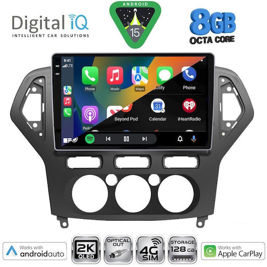 Digital IQ Ηχοσύστημα Αυτοκινήτου για Ford Mondeo 2007-2011 με A/C (Bluetooth/USB/WiFi/GPS/Apple-Carplay/Android-Auto) με Οθόνη Αφής 10"