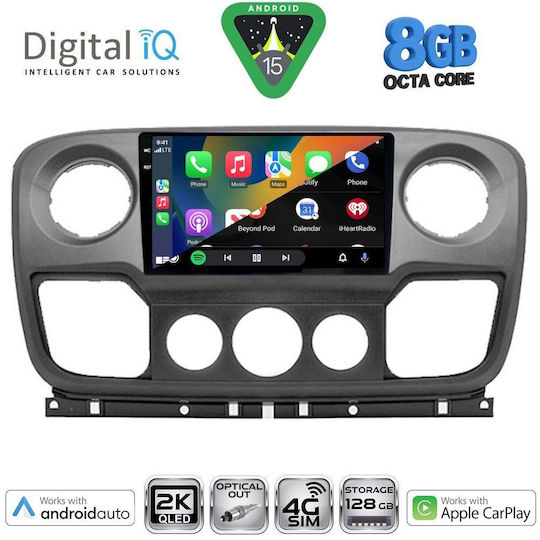 Digital IQ Car Audio System for Opel Movano Renault Master Nissan NV400 2010-2020 (Bluetooth/USB/WiFi/GPS/Apple CarPlay/Android Auto) with 10" Touch Screen