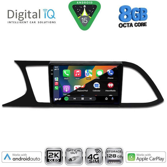 Digital IQ Car Audio System for Seat Leon 2012-2021 with Clima (Bluetooth/USB/WiFi/GPS/Apple CarPlay/Android Auto) with 9" Touch Screen