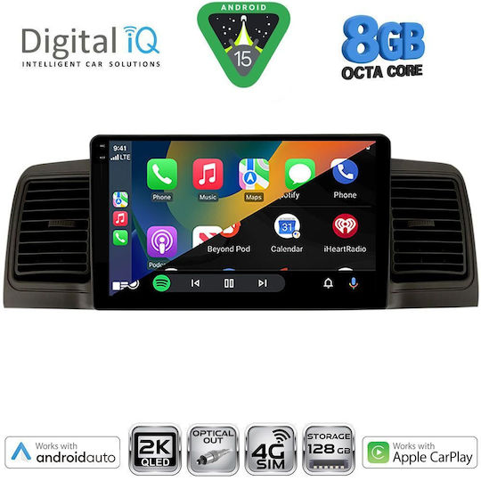 Digital IQ Car Audio System for Toyota Corolla 2001-2006 Bluetooth USB WiFi GPS Apple CarPlay Android Auto with 9" Touch Screen