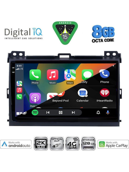 Digital IQ Car Audio System for Toyota Land Cruiser 2002-2008 Bluetooth USB WiFi GPS Apple CarPlay Android Auto with 9" Touch Screen