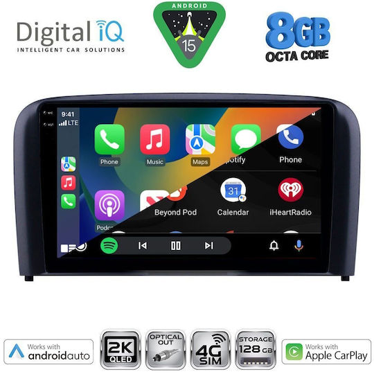 Digital IQ Car Audio System for Volvo S80 1998-2006 Bluetooth USB WiFi GPS Apple CarPlay Android Auto with 9" Touch Screen