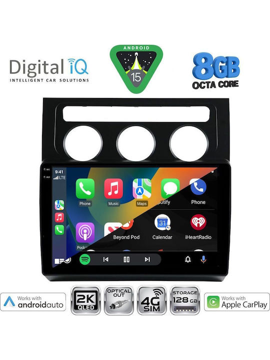 Digital IQ Sistem Audio Auto pentru VW Turan 2003-2010 cu Clima Bluetooth USB Wi-Fi GPS Apple CarPlay Android Auto cu Ecran Tactil 10"