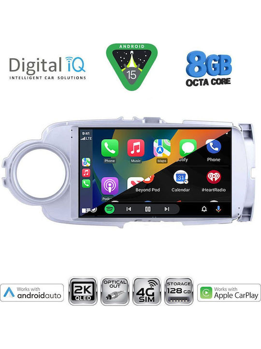 Digital IQ Car Audio System for Toyota Yaris 2011-2015 (Bluetooth/USB/WiFi/GPS/Apple CarPlay/Android Auto) with 9" Touch Screen