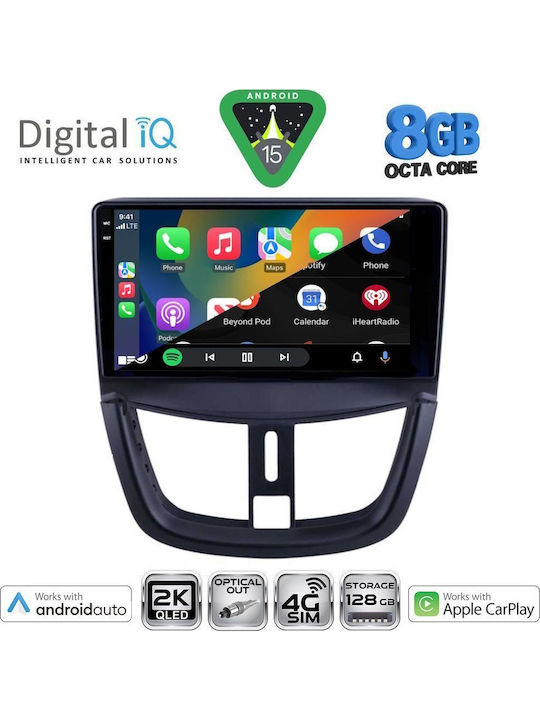 Digital IQ Car Audio System for Peugeot 207 2007-2014 Bluetooth USB WiFi GPS Apple CarPlay Android Auto with 9" Touch Screen