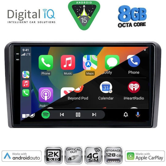 Digital IQ Car Audio System for Peugeot 308 2013-2021 (Bluetooth/USB/WiFi/GPS/Apple CarPlay/Android Auto) with 9" Touch Screen