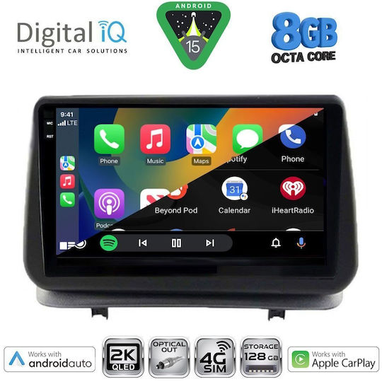 Digital IQ Car Audio System for Renault Clio 2005-2011 Bluetooth USB WiFi GPS Apple CarPlay Android Auto with 9" Touch Screen