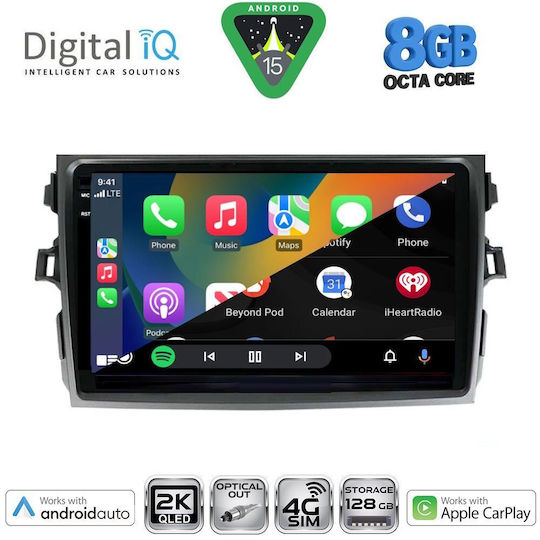 Digital IQ Car Audio System for Toyota Corolla 2006-2012 Bluetooth USB WiFi GPS Apple CarPlay Android Auto with 9" Touch Screen