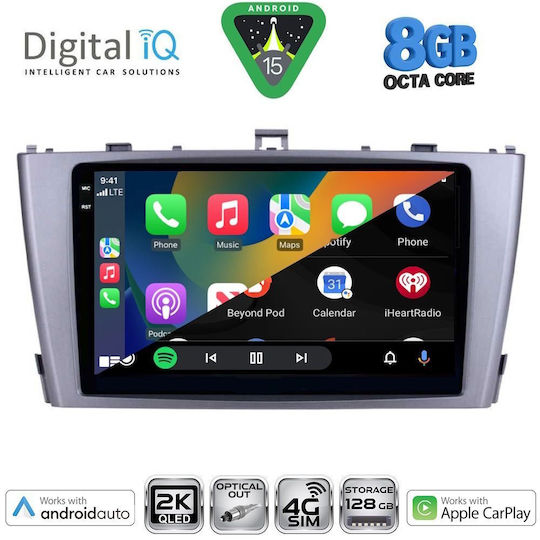 Digital IQ Car Audio System for Toyota Avensis 2009-2015 Bluetooth USB WiFi GPS Apple CarPlay Android Auto with 9" Touch Screen
