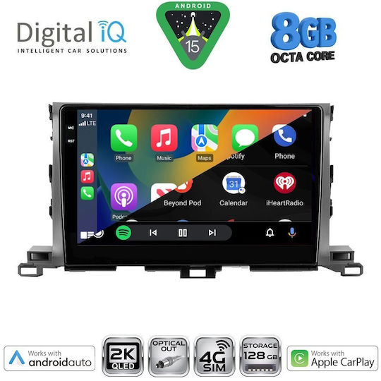 Digital IQ Ηχοσύστημα Αυτοκινήτου για Toyota Highlander 2014-2019 (Bluetooth/USB/WiFi/GPS/Apple-Carplay/Android-Auto) με Οθόνη Αφής 10"