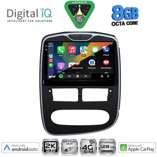 Digital IQ Ηχοσύστημα Αυτοκινήτου για Renault Clio 2012-2015 (Bluetooth/USB/WiFi/GPS/Apple-Carplay/Android-Auto) με Οθόνη Αφής 10"
