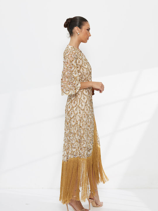 Maxi Abendkleid Wickel Gold