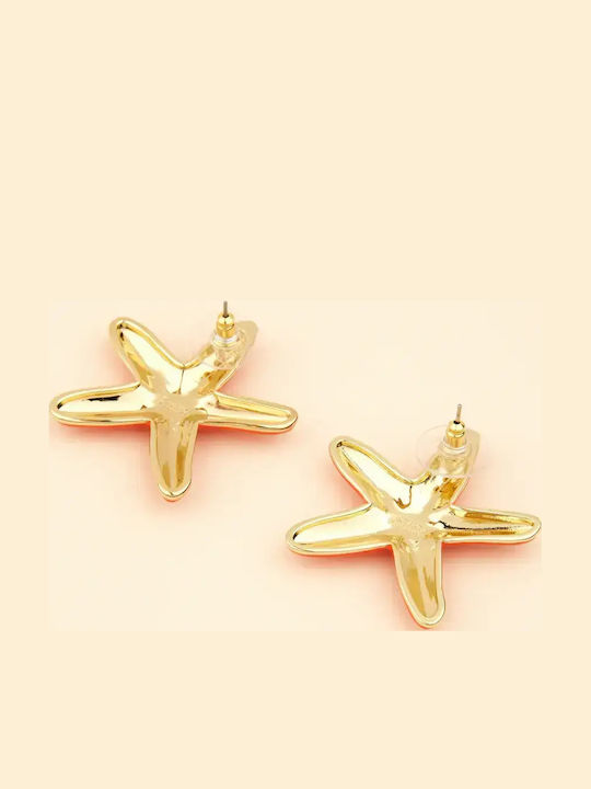 Coucou Suzette Gold Plated Steel Stud Earrings Orange