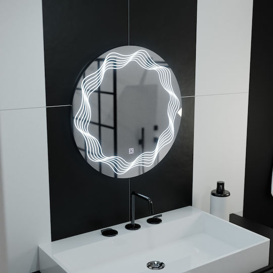 Alista Home Στρογγυλός Καθρέπτης Μπάνιου Led Αφής 60x60cm Διάφανος