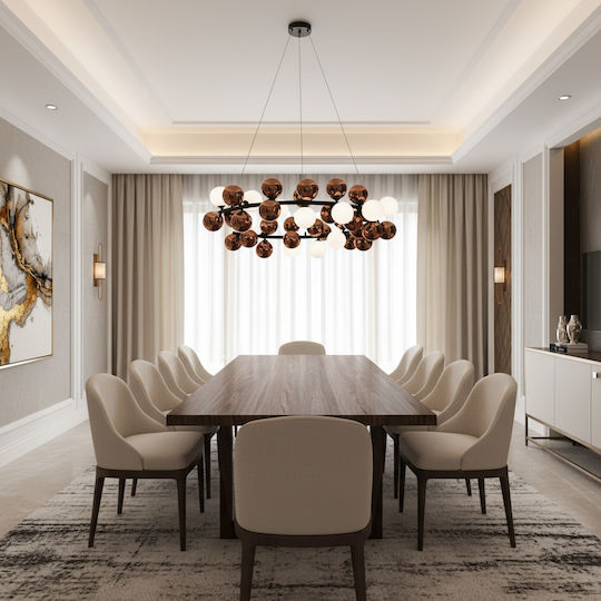 Alista Home Κρεμαστό Φωτιστικό Ροζ Χρυσό για 14 Λαμπτήρες G9 100x100εκ.