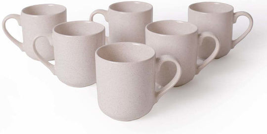 SteweHome Керамична Бежова Чаша 450ml 6 Бройки
