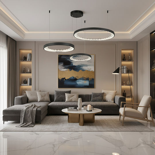 Alista Home Lumini Suspendate Reglabil Negru LED cu Lumină Alb Natural cu Cristale