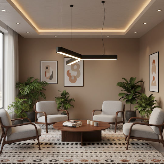 Alista Home Verstellbare Deckenleuchte Schwarz LED mit Kaltweißem Licht 72x72cm