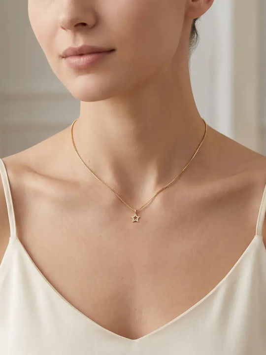 Halskette mit Stern-Design aus 18K Gold mit Diamant
