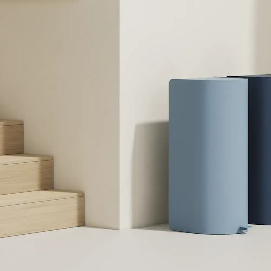 Premium Recycling Mülleimer aus Inox mit Pedal Blau 60lt