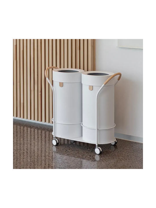Premium Premium Mülleimer aus Inox mit Rädern Weiß 54lt