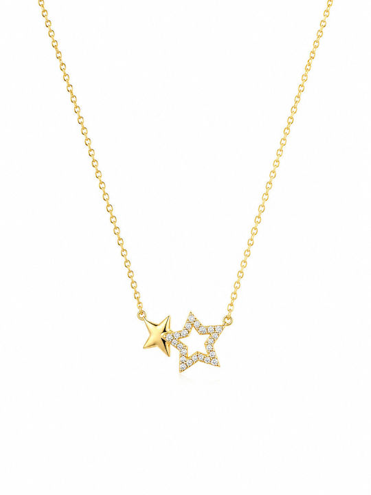 Ioannis Kosmima Double Necklace With Star Design Made Of Gold Plated Silver With Zircon Ioannis Kosmima Double Necklace With Star Design Made Of Gold Plated Silver With Zircon