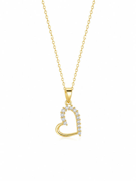 Ioannis Kosmima Necklace with Heart Design in Gold Plated Silver with Zircon Ioannis Kosmima Necklace with Heart Design in Gold Plated Silver with Zircon