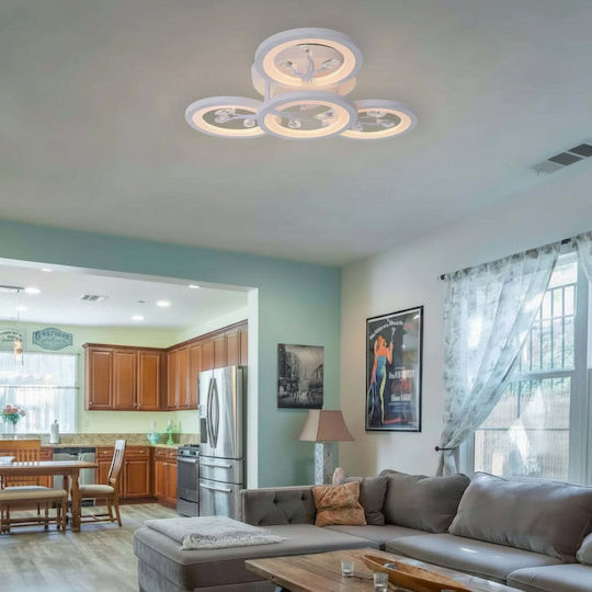 Alista Home Ceiling Flush Mount Light White with Integrated LED and Crystals and Remote Control