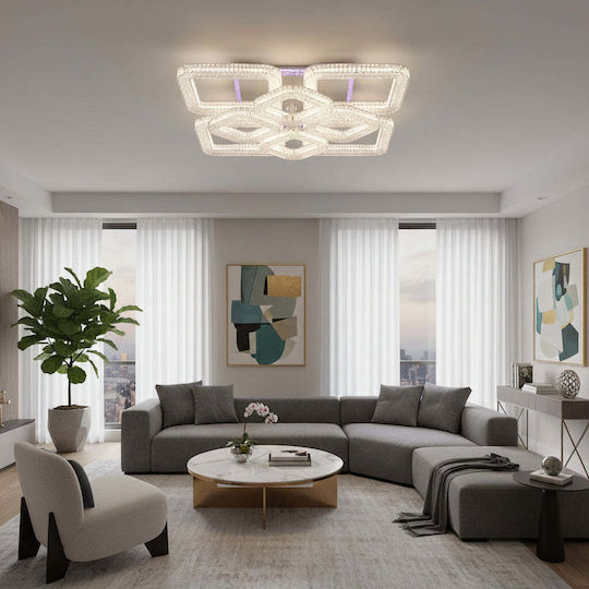 Alista Home Plafonieră de Tavan Albă cu LED Integrat și Cristale și Telecomandă