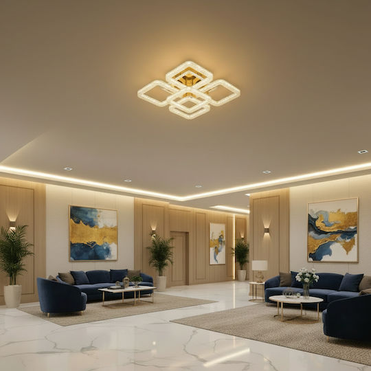 Alista Home Ceiling Flush Mount Light Gold with Integrated LED and Crystals and Remote Control