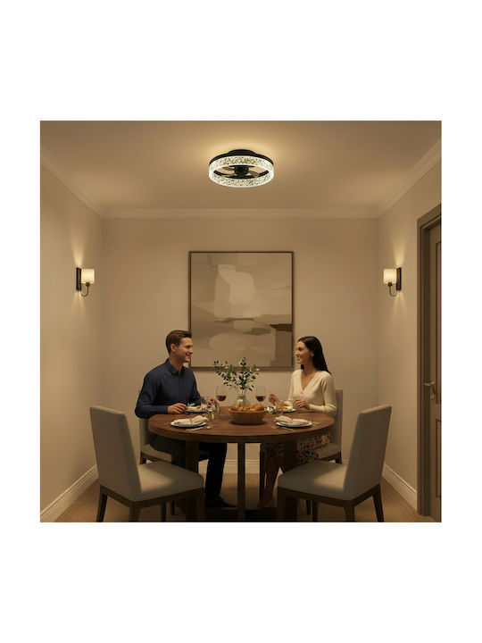 Alista Home Plafonieră de Tavan 50cm Neagră cu LED Integrat și Telecomandă