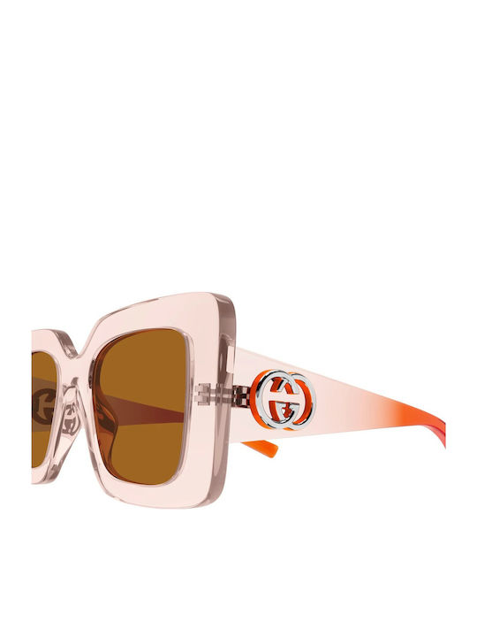 Gucci Γυναικεία Γυαλιά Ηλίου με Διάφανο Κοκκάλινο Σκελετό και Διάφανο Φακό GG2025S 004