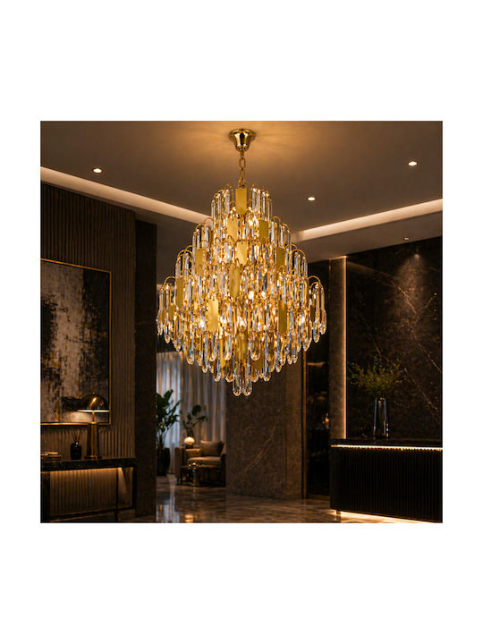 Alista Home Candelabru 10xE14 Ø50cm cu Cristale Auriu AT1CT-IM1P-HT2L-CC1065/500X750GD