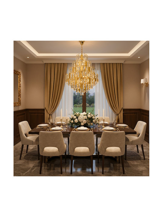 Alista Home Candelabru 10xE14 Ø50cm cu Cristale Auriu AT1CT-IM1P-HT2L-CC1065/500X750GD