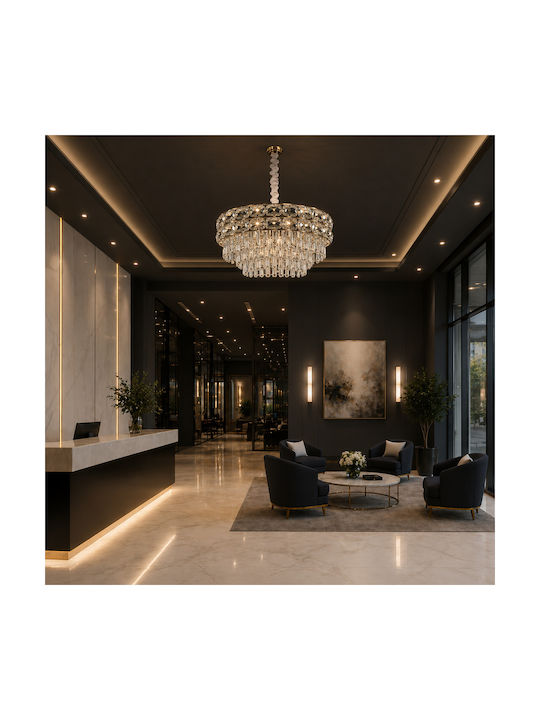 Alista Home Candelabru Ø50cm cu cristale aurii Alista Home Candelabru Ø50cm cu cristale aurii