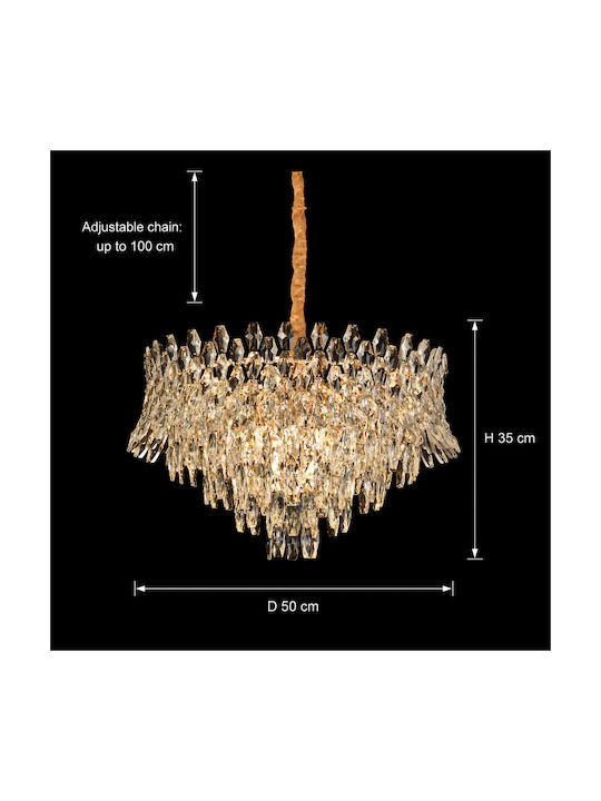 Alista Home Chandelier 3xE14 Ø50cm with Crystals Gold AT1CT-IM1P-HT2L-CC6737/500GD