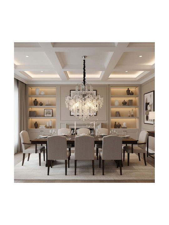 Alista Home Candelabru 5xE14 Ø50cm cu Cristale Transparent AT1CT-IM1P-HT2L-CC9311/5CR
