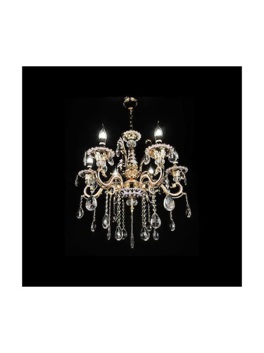 Alista Home Candelabru 6xE14 cu Cristale Auriu AT1CT-VV1A-HT2L-2325/6FG