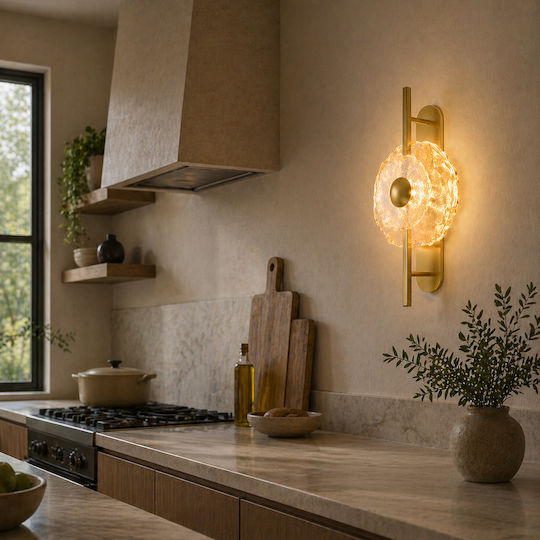 Alista Home Μοντέρνο Φωτιστικό Τοίχου με Ενσωματωμένο LED και Φυσικό Λευκό Φως Χρυσό