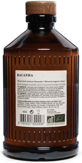 Bacanha Almond Flavor Organic Syrup 400 Ml Coffee Lemonades Cocktails