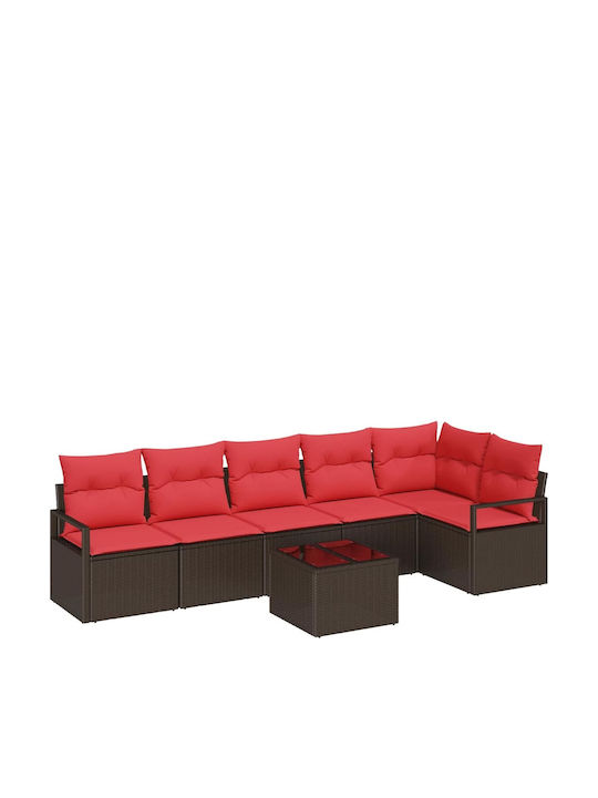 Garten- und Outdoor-Möbelsets Typsatz Wohnzimmer 7 Stücke Herstellerfarbe Braun