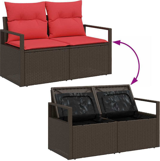Garden & Outdoor Furniture Sets Living Room Set 7 Pieces Brown with Pillows