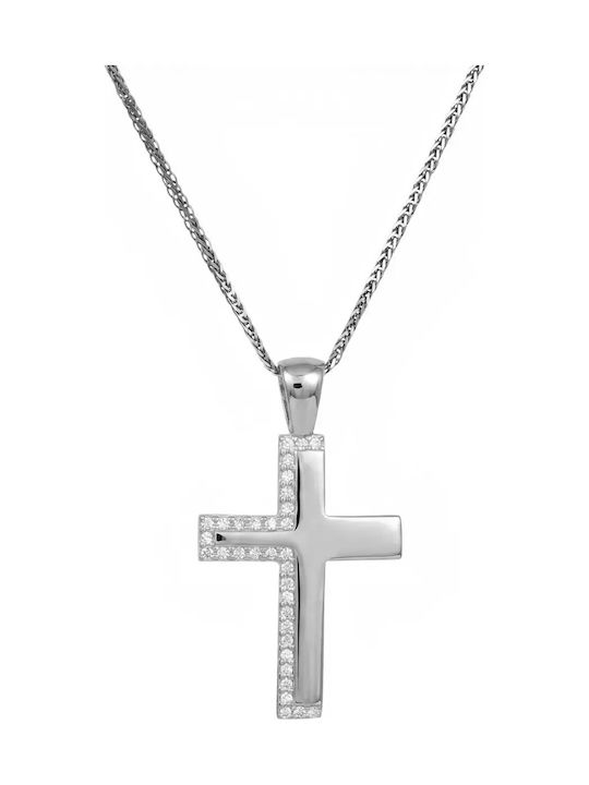 Weißgold Kreuz 14K