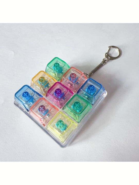 Anti-Stress Fidget Keyboard Keychain 9 1 LED Lighting 11mod154