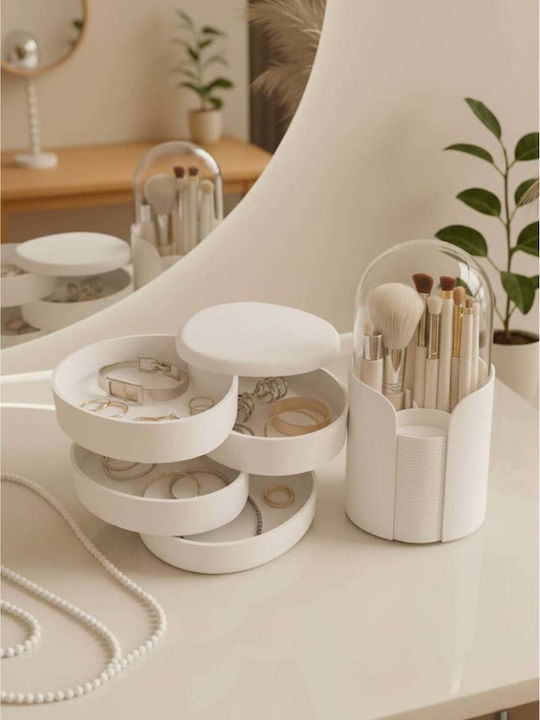 SteweHome Set Organizatoare De Machiaj Și Bijuterii Alb Plastic Alb