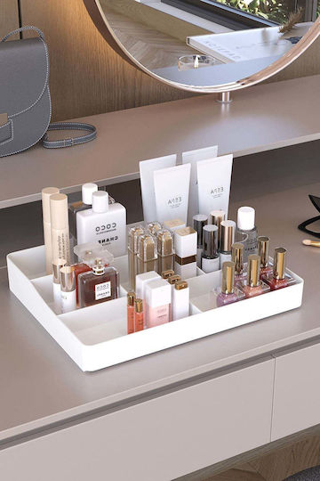 Stewehome Makeup Jewelry Organizer Desktop 6 Compartments White