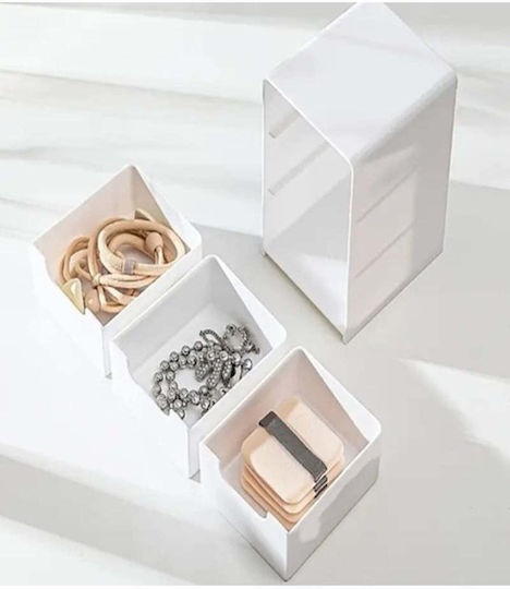 SteweHome Mini Organizer 3 Schubladen Schmuck Make-up Zubehör Weiß