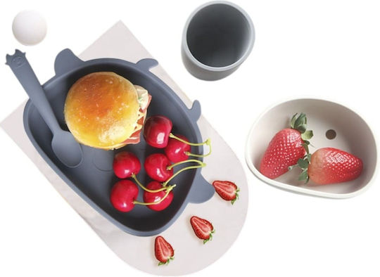 Queen Mother Feeding Set Purple, Cow, Silicone with Anti-Slip Base Purple 4 Pieces