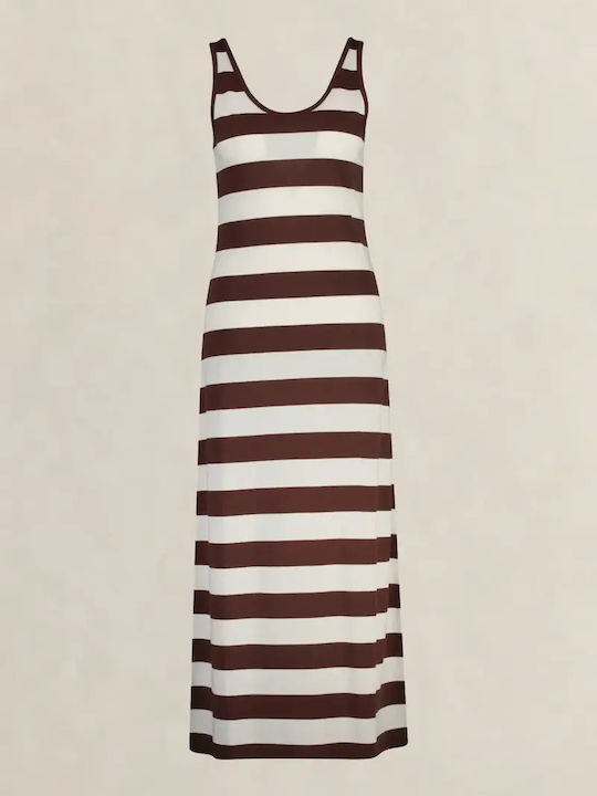 Summer Maxi Brown Striped Dress